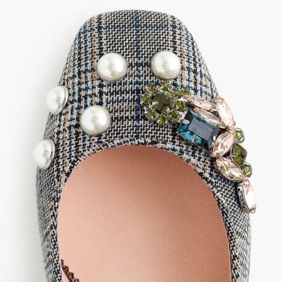 J. Crew Shoes - NEW J Crew 10.5 Celia Jeweled Plaid Heels Pumps